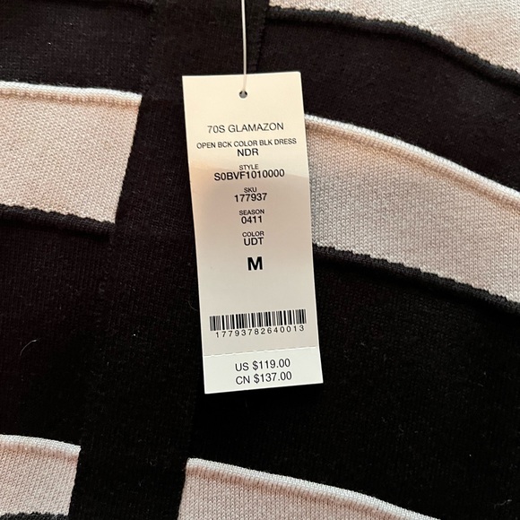 Glamazon 70S black and light grey fitted dress, size medium, brand new - Picture 5 of 5